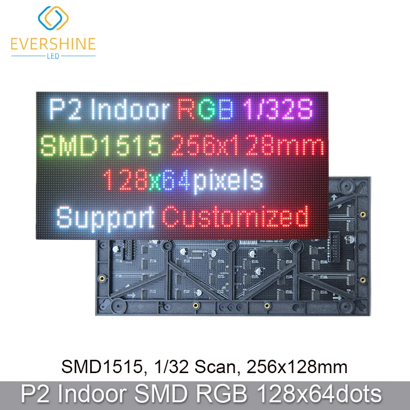 Free Shipping High Resolution P2 SMD1515 128x64 Pixel RGB Full Color Indoor LED Panel Matrix LED Advertising TV Display Screen