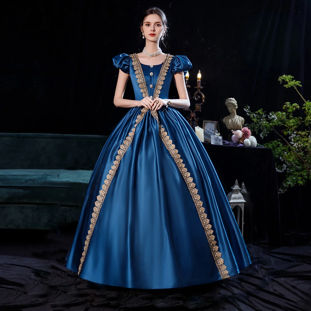 

Evening Gown European Court Clothing Party Masquerade Dinner Full Dress Stage Chorus Show Serve Victorian Ball Gown