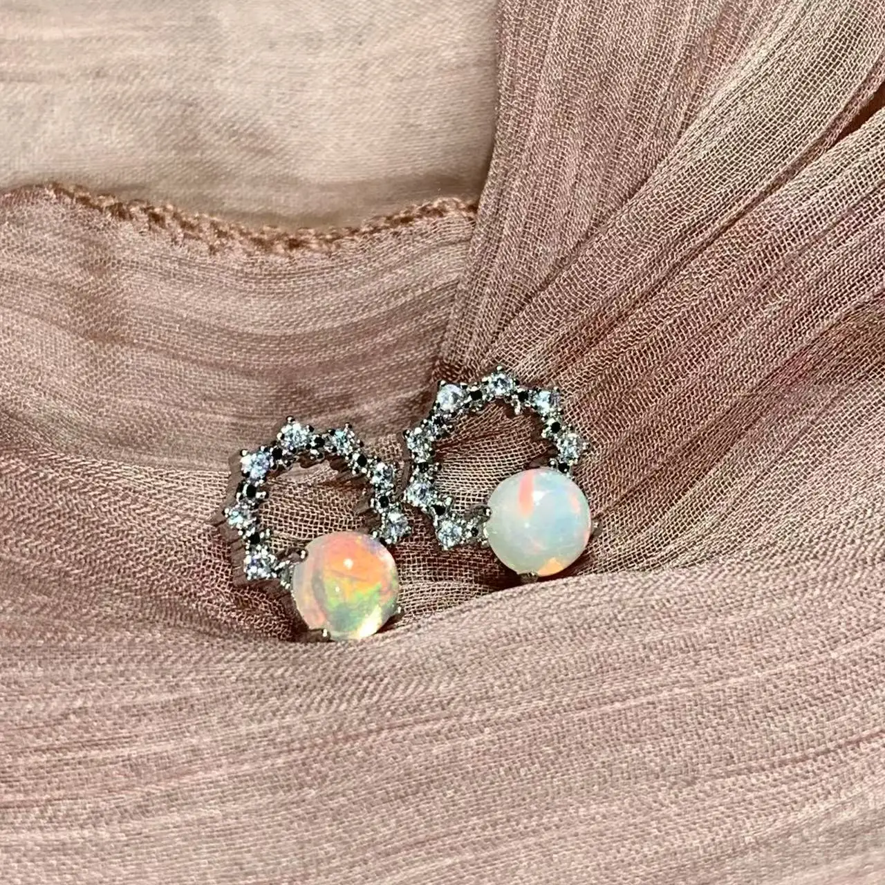 Oval 3*3MM Natural Opal Stud Earrings For Women 925 Sterling Silver Vintage Femme Gift Fine Jewelry Stone