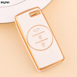 Elegant TPU Car Key Remote Case Cover - Premium Car Accessory (Gold White)