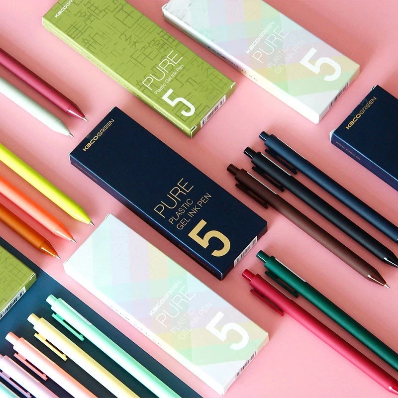 Kawaii Kaco Retractable Stationery 5/10/20 Colors Gel Pens 0.5MM Color ink Smooth Writing for Journals Notebooks Planner Drawing 2