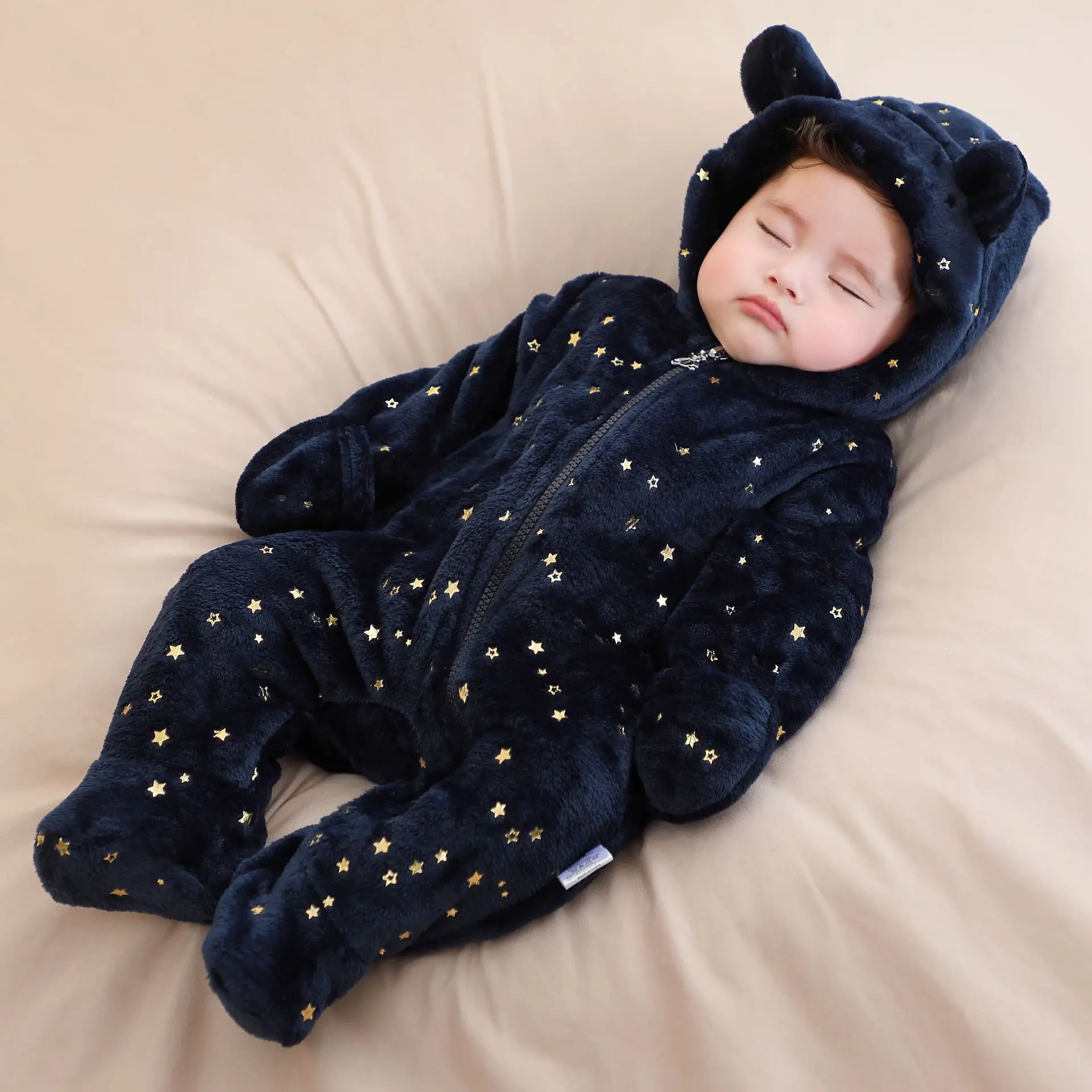 Cute Cartoon Baby Rompers Soft Warm Pajamas Infant Animal Costume Zipper Jumpsuit Outfit Clothes for Boy Girl Newborn 0-12Months