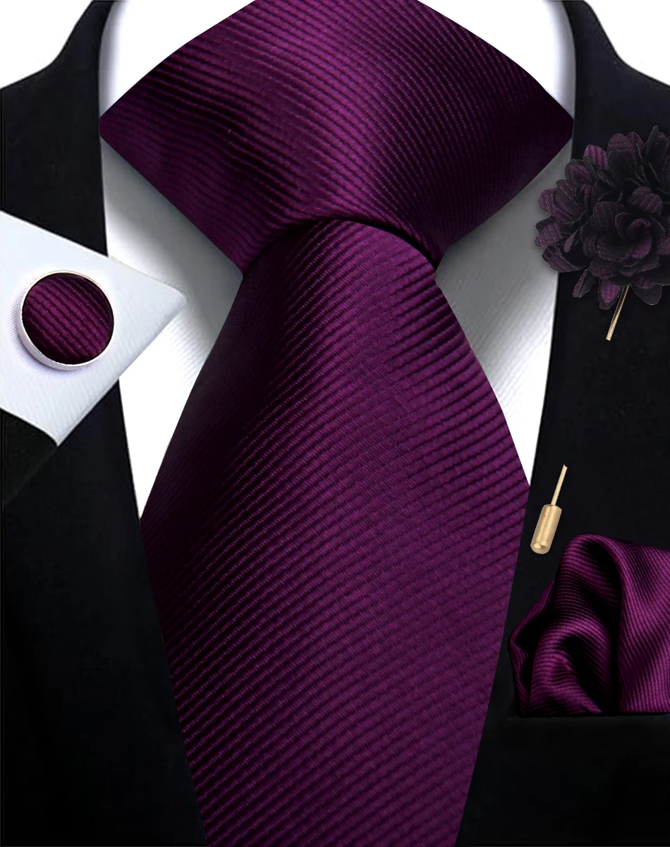 Männer Solide Krawatte Manschettenknöpfe Einstecktuch Anstecknadel Blume Brosche Elegante Mann Hochzeit Hemd Zubehör Set Anzug Trauzeugen Geschenke – Detail 18