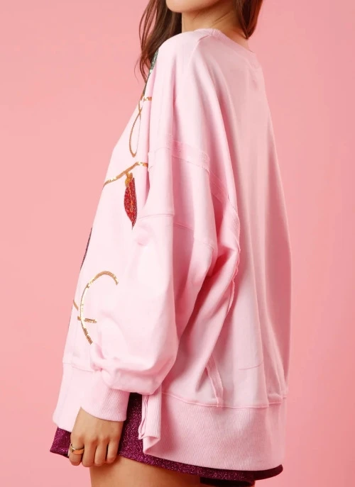 Women Sweatshirts Autumn Fashion Christmas Sequin Long Sleeve Casual Bottom Split Hem Round Neck Loose Daily Pullover Sweater