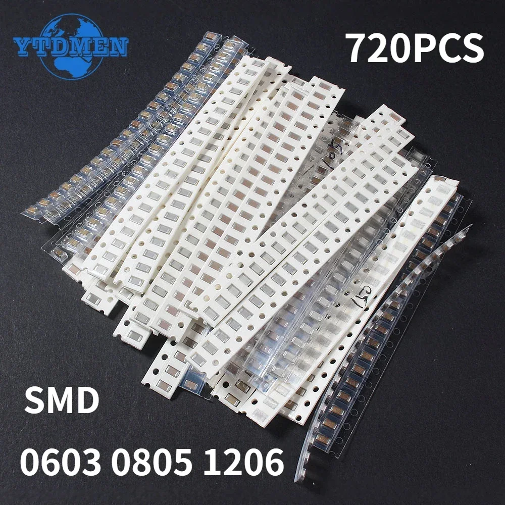 36Values 1pF-10uF Electronic Capacitor Set 0603 0805 1206 SMD Ceramic Capacitors Assortment Kit 36 Values X 20pcs=720pcs ceramic capacitor