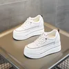 8.5cm Genuine Leather Women Autumn Hidden Heels Ladies Chunky Sneakers Thick Soled Spring Platform Wedge Summer Fashion Shoes 6