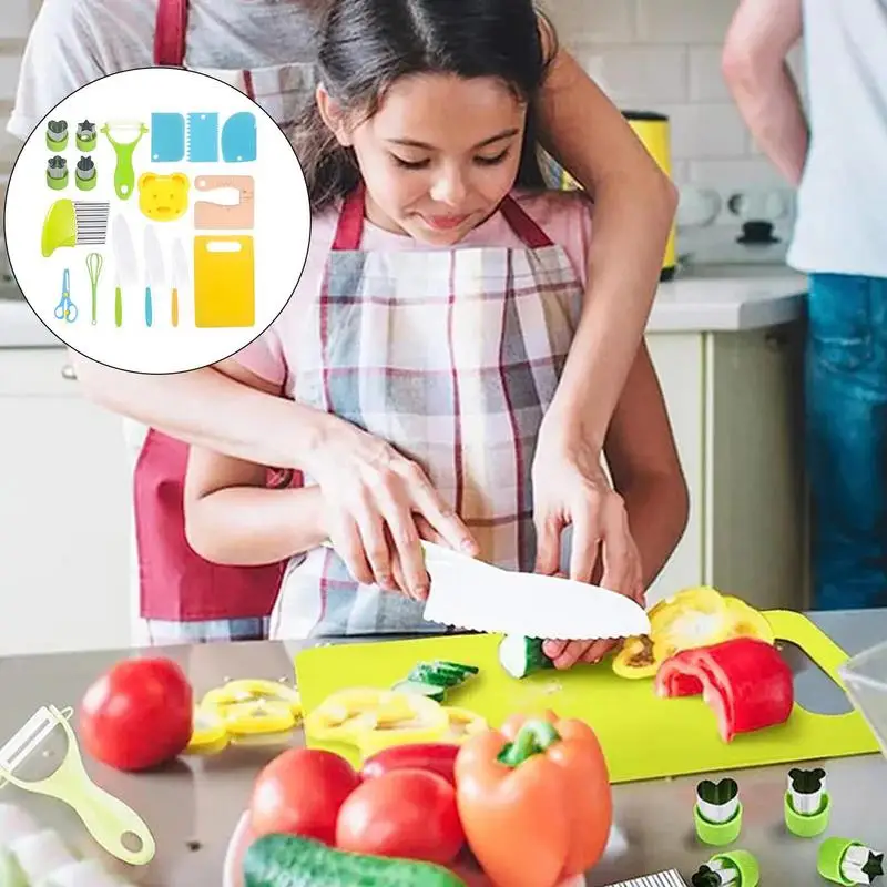 Toddler Kitchen Set Montessori Kitchen Tools for Kids Cooking Set Toddler Accessories Real-Toddler Safe Knives