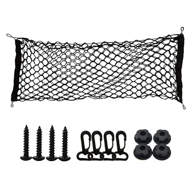 

Elastic Heavy Duty Cargo Net Stretchable Nylon Car Trunk Rear Cargo Organizer With Hooks And Screws Elastic Netting Bag For