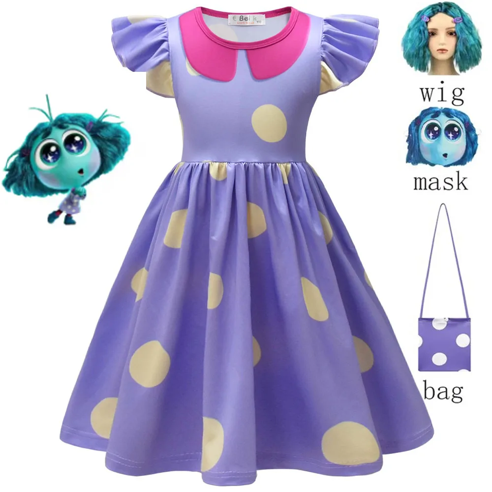 Inside Out 2 Joy Cosplay Costume Princess Dress Accessories For Girls Halloween Christmas Carnival Birthday Happiness Dress Up