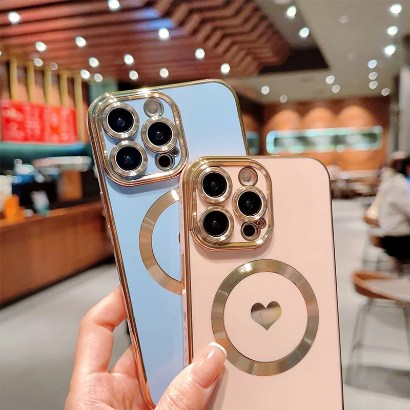 Coque en silicone plaquée solide 13 12 11 Pro 14 Plus Coque de protection d'objectif pour iPhone 14Pro Max_voghion.com