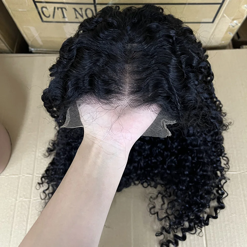 250% Density Jerry Curly 5X5 HD Transparent Lace Closure Human Hair Kinky Glueless Wig Double Drawn Human HairFor Black Women