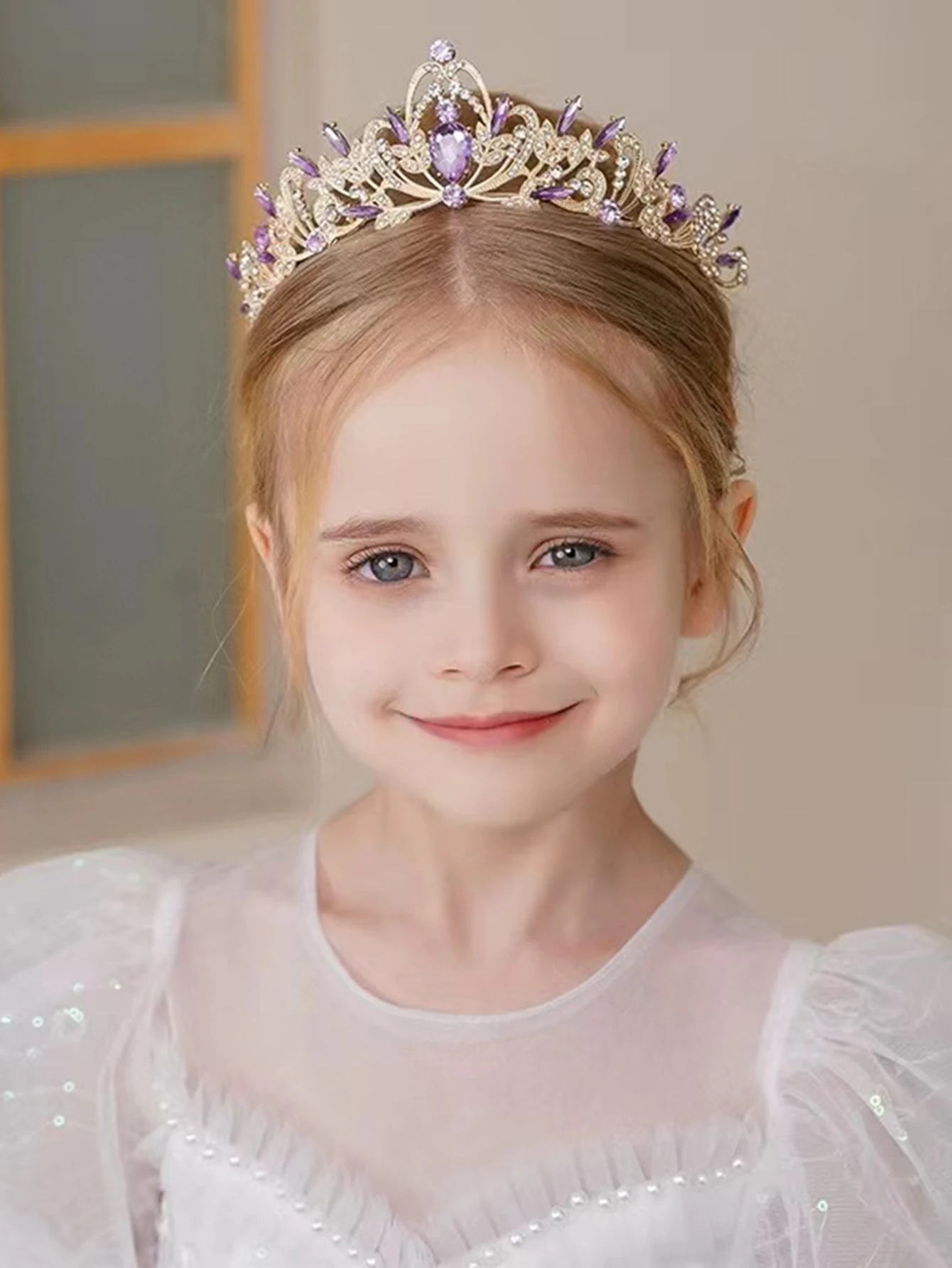 Prinzessin Strass Krone Mädchen Kopfschmuck High-End Temperament Haarband für Kinder Leistung und Geburtstag Haar Zubehör – Detail 3