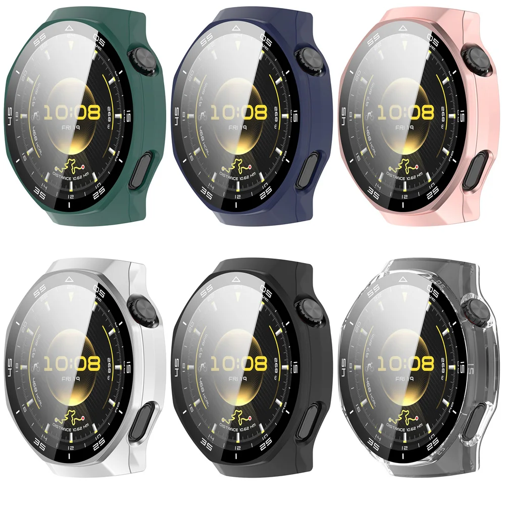 Premium Tempered Glass Full Screen Protector Cover - Hard PC Case for Smartwatch Protection