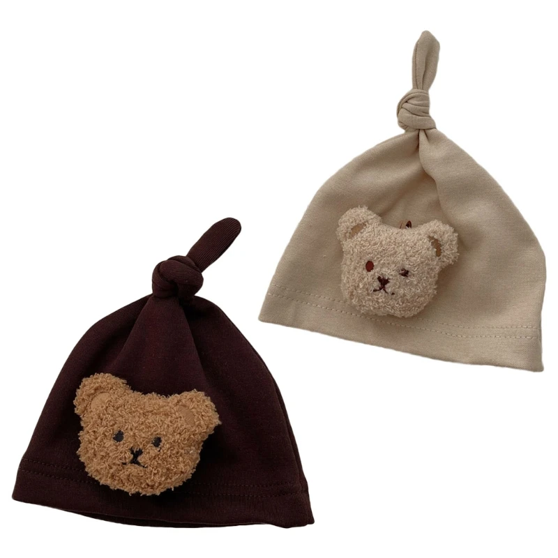 

Baby Hospital Hats Embroidered Bear Baby Photography Prop Keeps Babies for Head Ears Warm Newborn Hospital Hat Skin Frie