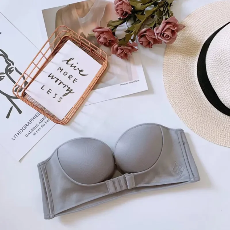 BrassièRe Fermeture Devant Femme Sans Bretelles, Soutien Gorge Invisible Femme AntidéRapant Nouveau Style Lingerie Push Up Casual Chic Bralette Bandeau Classiques Moulant Respirants Bra