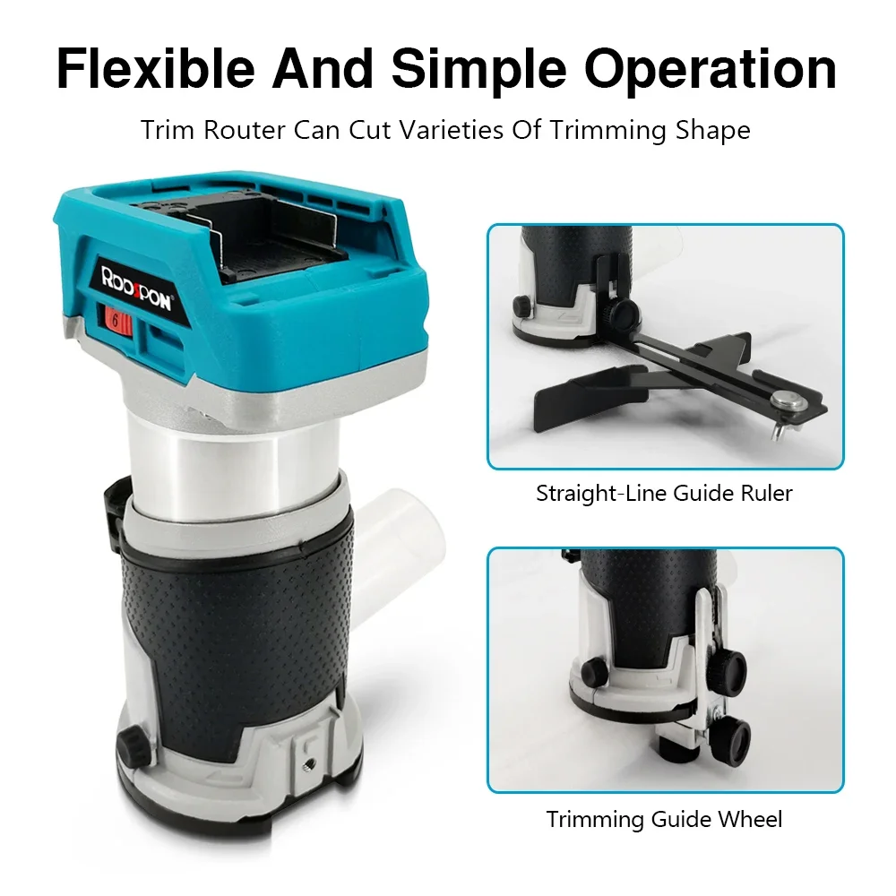 6 Speeds Brushless Electric Hand Trimmer Cordless Wood Router Woodworking Engraving Slotting Trimming Milling Machine For Makita 4