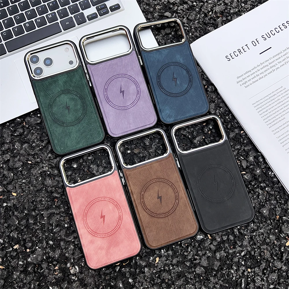 Premium Magnetic Leather Wireless Charging Case with Shockproof Protection