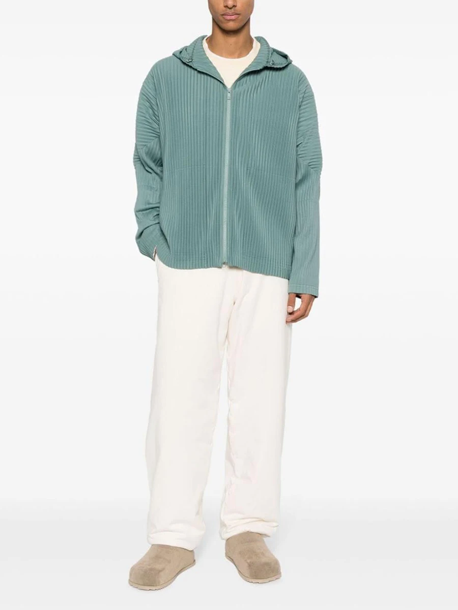 Miyake Pleated Homme Plisse Men's Fine Pleated Hooded Zipper Jacket 4