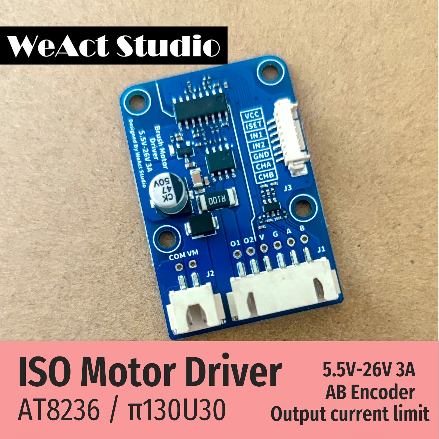 WeAct 모터 드라이버 컨트롤러 보드, L298N 대신 인코더 단일 채널 DC5.5V-26V 3A 모듈 지원, AT8236 절연 브러시