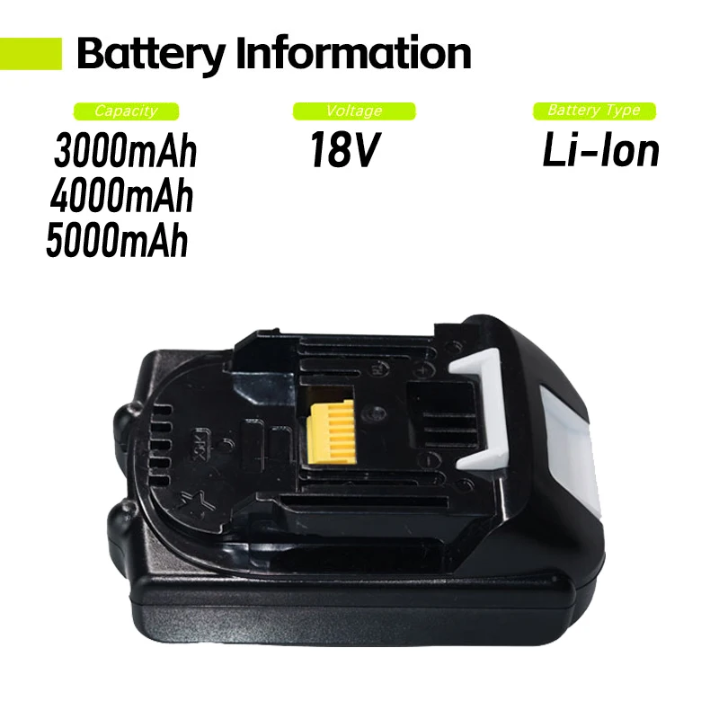 

For 3.0Ah/4.0Ah/5.0Ah 18V Li-Ion Battery Replacement with Makita BL1820B BL1815 BL1850 BL1840 BL1860B LXT400 Compatible Batterie
