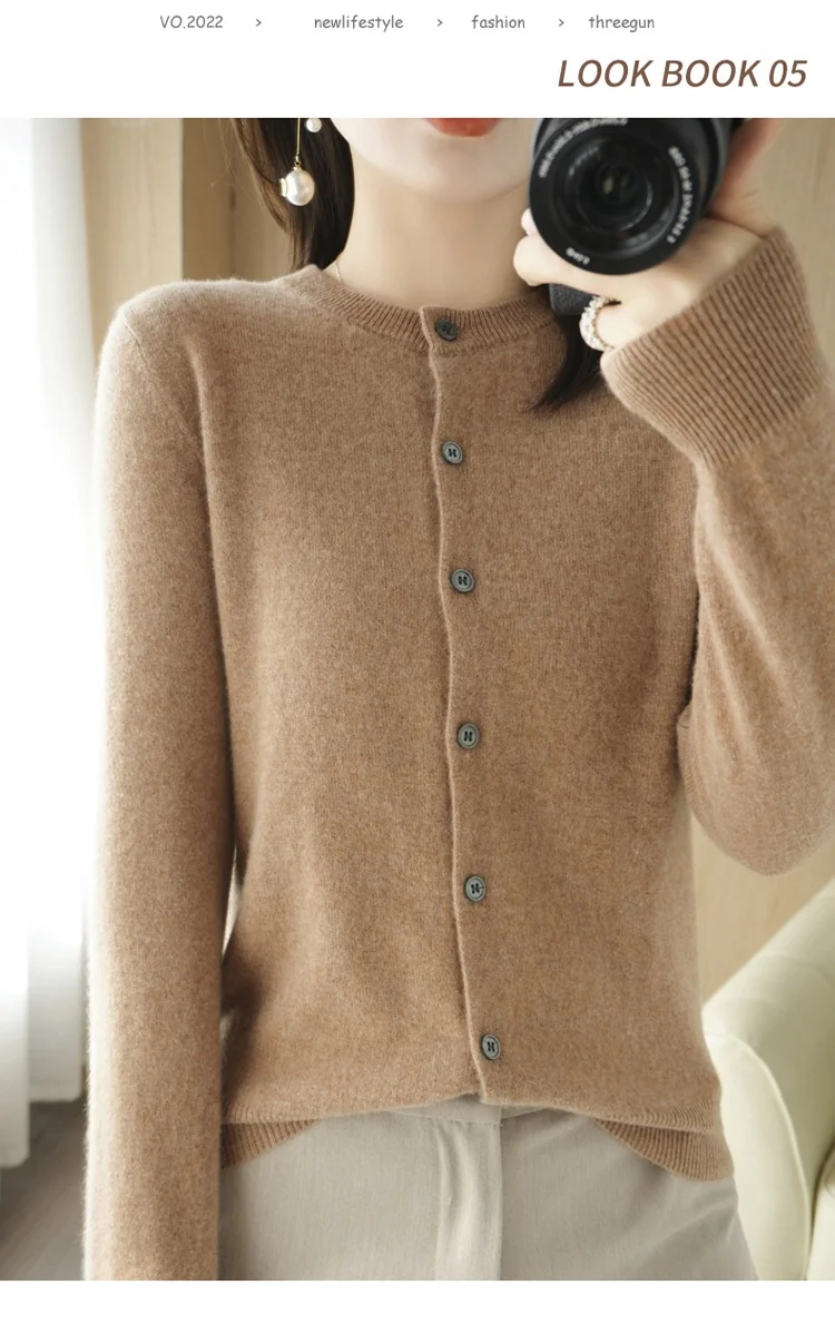 New 2022 spring ol temperament cardigan long sleeve round neck straight sweater women's sweater one piece wholesale ladies cardigans