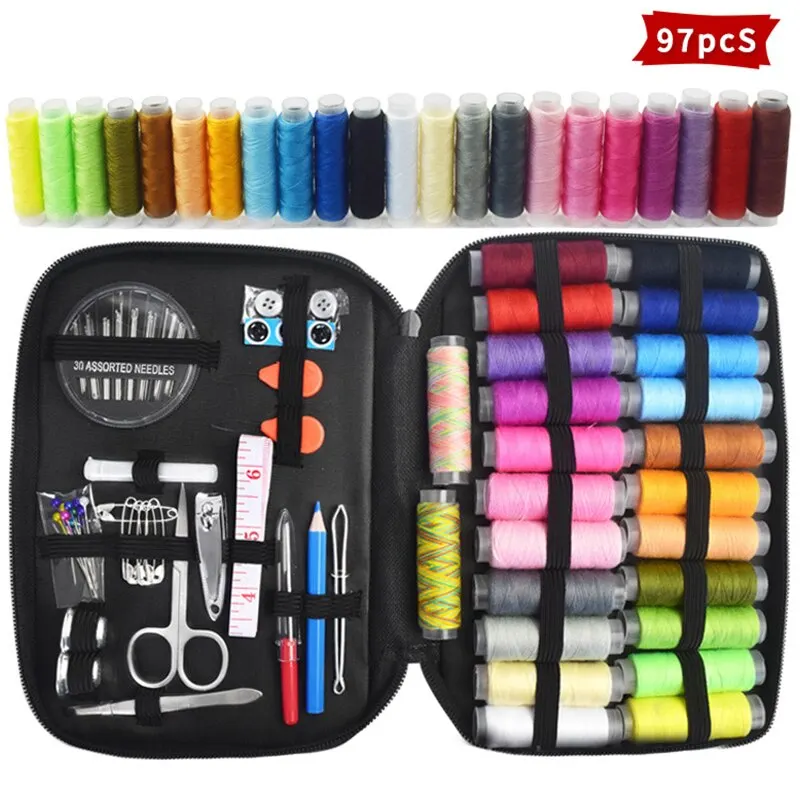Sewing Kits 97pcs With Case Portable Supplies For Home Traveler Adults Beginner Emergency Contains Thread