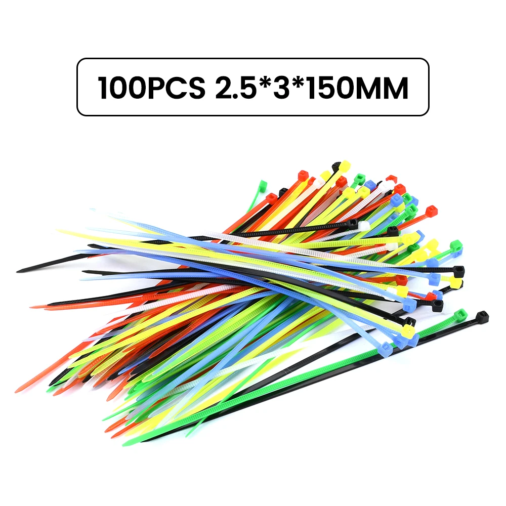 100Pcs 100mm 150mm 200mm Self-locking Nylon Cable Ties Plastic Wire Zip Binding Wrap Straps Organiser Fasten Cable Color Random For Cable Ties Nylon Cable Ties Cable Tie Nylon Zip Ties