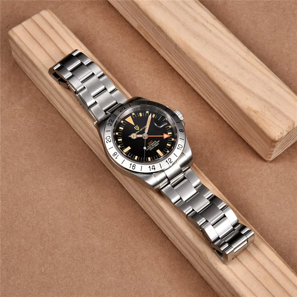 PAGANI DESIGN GMT Men's Automatic Mechanical Watch Classic Retro Stainless Steel 200m Water Resistant Men's Wristwatch mechanical watch