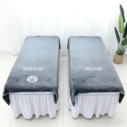Luxurious Velvet Spa Bed Sheets - Soft, Warm, and Elegant Massage Table Covers - 120x200cm no hole (Grey)