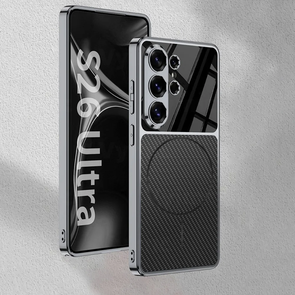 Luxury Plating Magnetic Matte Phone Case with Lens Protection & Shockproof Bumper