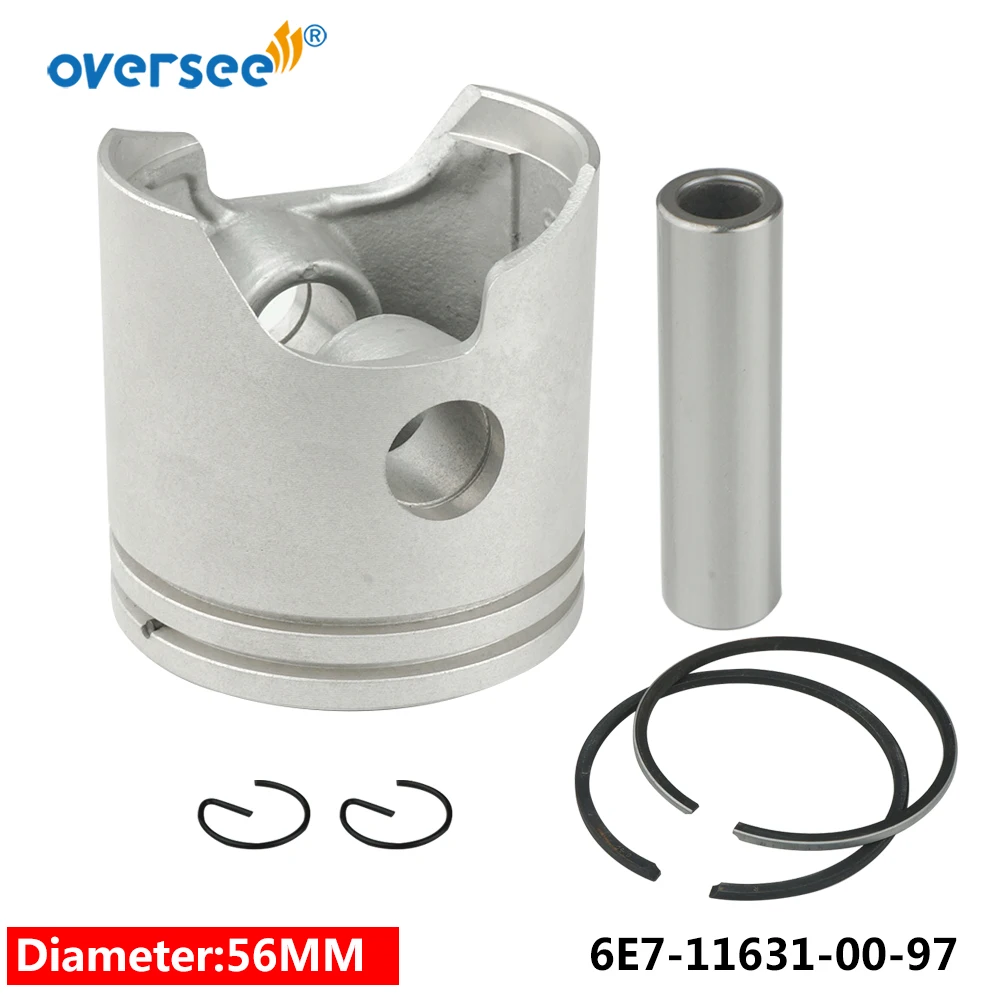 6E7-11631-00 Piston Kit Std With Piston Ring For Yamaha 2T Outboard Parts 9.9 15HP 682 684 63V 63W series D56mm 6E7-11631 Parsun