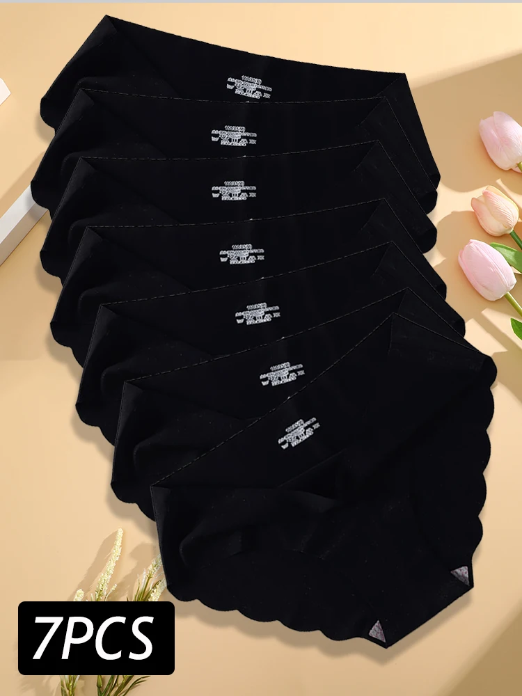 7PCS/Set Seamless Silk Briefs Sexy Panties For Women Comfortable Underwear Girl Silk Panties Female Underpants Elastic Lingerie