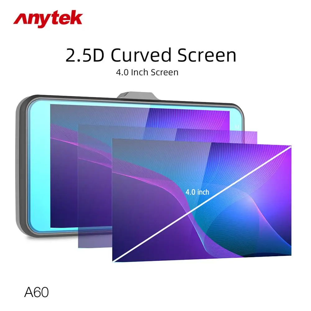 

1080p Hd 170 Degree Anytek Car DVR Recorder A60 4 Inch Ips Screen Wide Angle Dual Camera Adas Driving Recorder 24 Hours Dvr