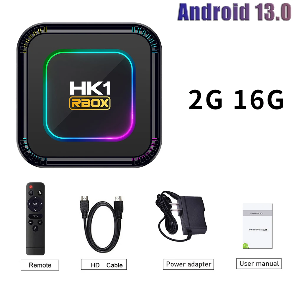TV Box Android HK1 RBOX K8 Android 13 RGB Light 4GB 128GB RK3528