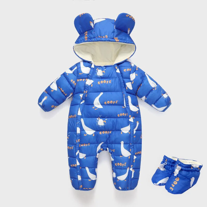 NewbornBabyJumpsuitHoodedPlusVelvetWarmBabyinfantBoyclothes