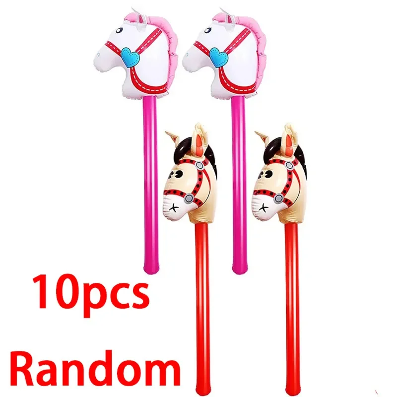 1/3/10Pcs Pony Inflatable Toy Stick Horse Head Bal...
