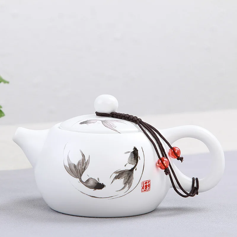 Chinese Style White Matte Ceramic Teapot, Brewing Xishi Pot, Kung Fu Household Creative Pure Handmade, 180ml, Tea Pots, New, 1Pc
