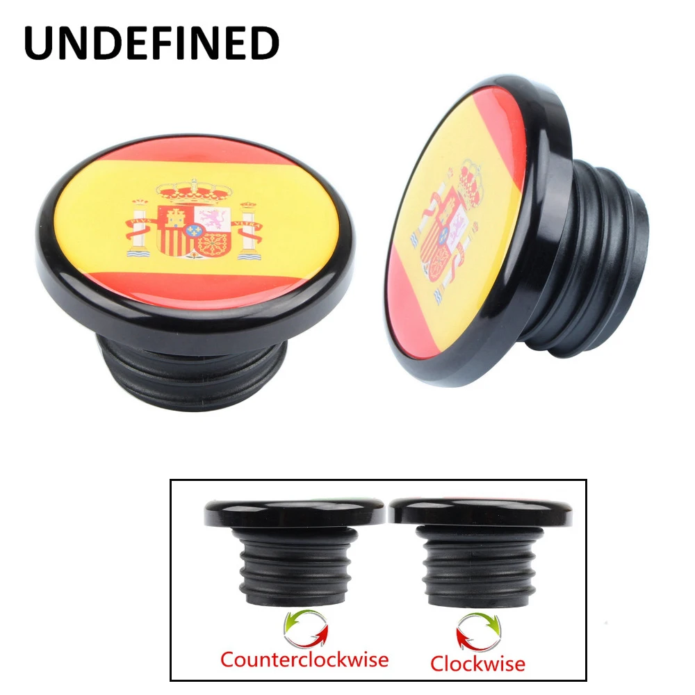 2pcs Motorcycle Fuel Gas Cap Spain Flag Vented Tank Caps Cover For