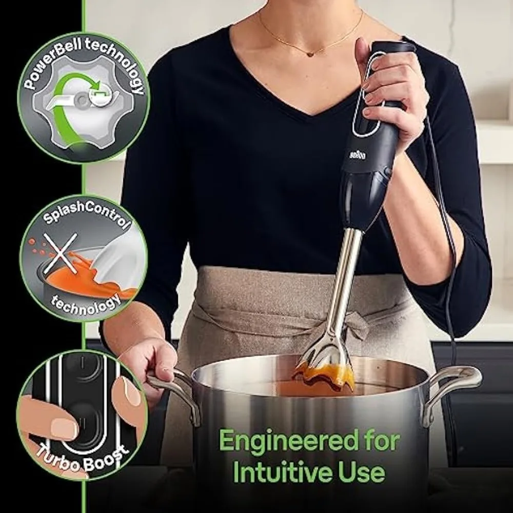 Braun 4-in-1 Immersion Hand Blender, Powerful 350W Stainless Steel Stick  Blender, Multi-Speed + 2-Cup Food Processor - AliExpress