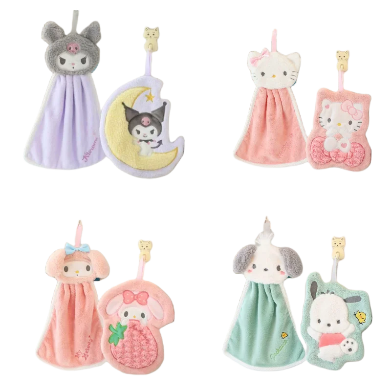 

MINISO Sanrio полотенце для рук из кораллового бархата в форме героя мультфильма Melody Kuromi полотенце для рук для ванной и кухни быстро поглощает воду и высыхает