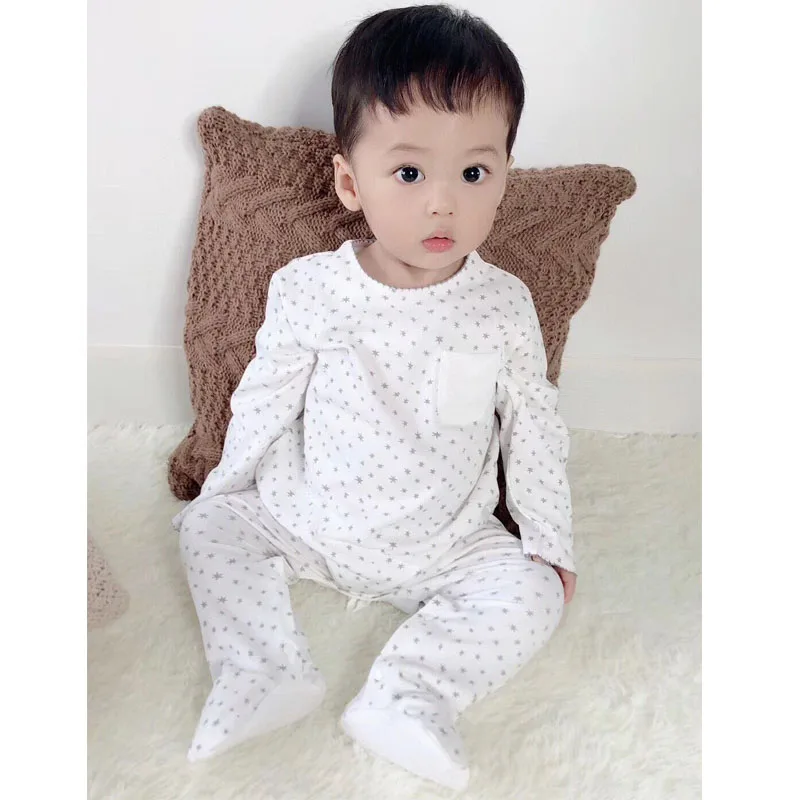Z2399 Baby clothes autumn summer suits newborn baby boy knitted jumpsuits full print stars baby girl rompers bib hat 3 pcs set