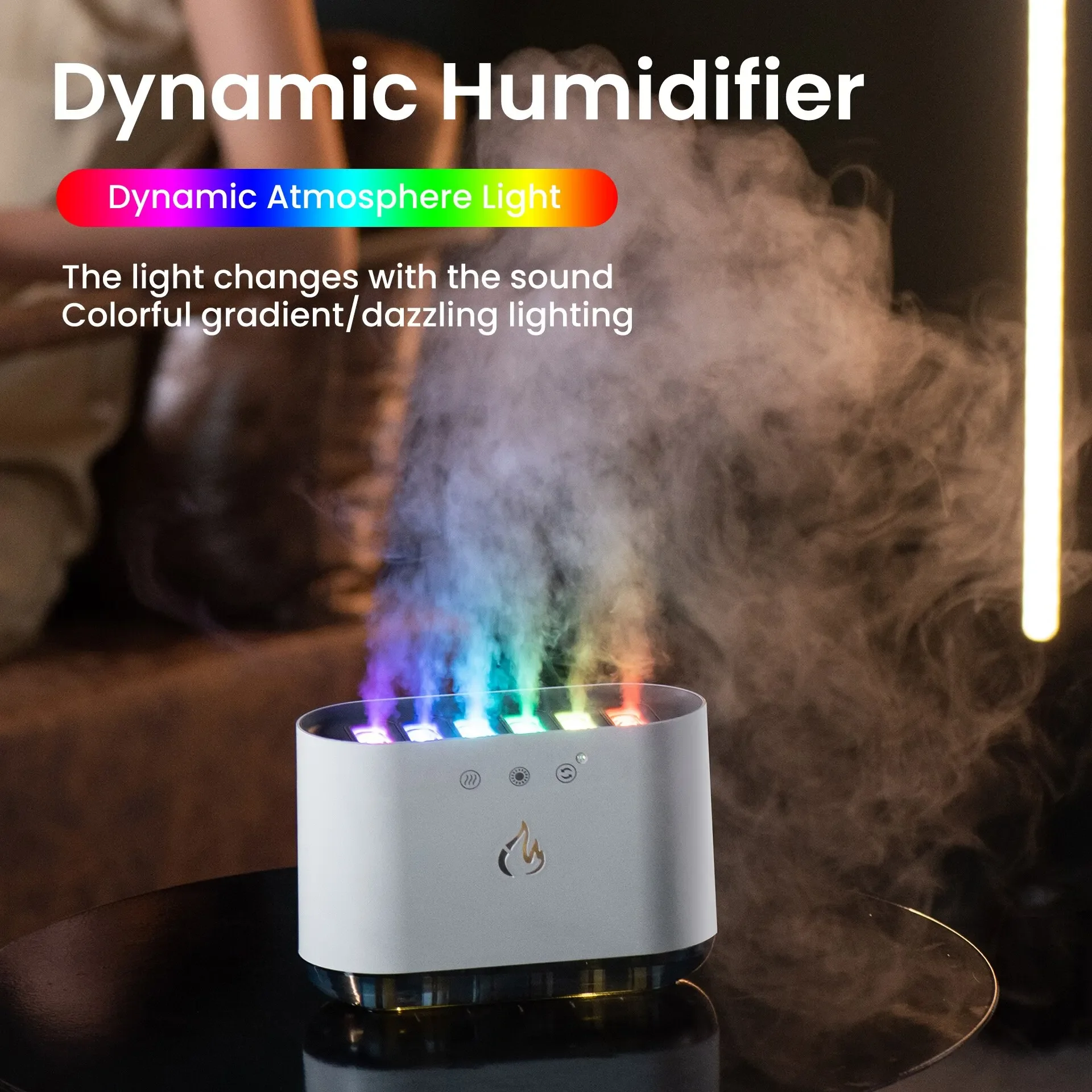 New 900ML RGB Led Light Humidifier Diffuser Machine Mist Maker Desktop Dynamic Music Ultrasound Flame Air Humidifier Home new children s outdoor bubble toys dolphin music bubble machine summer bubble electric toys birthday gifts