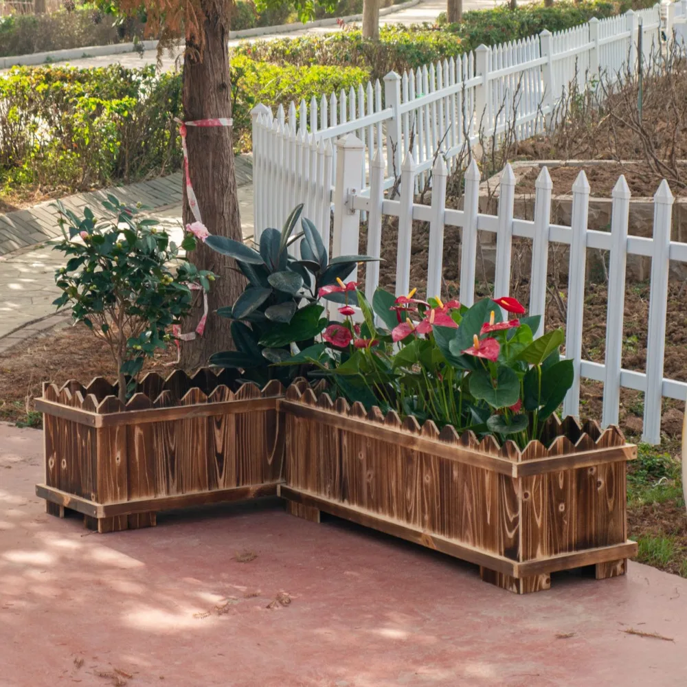 

Garden Bed Flower Groove Garden Planting Box Solid Wood For Balcony Outdoor Garden Planting Box Tool