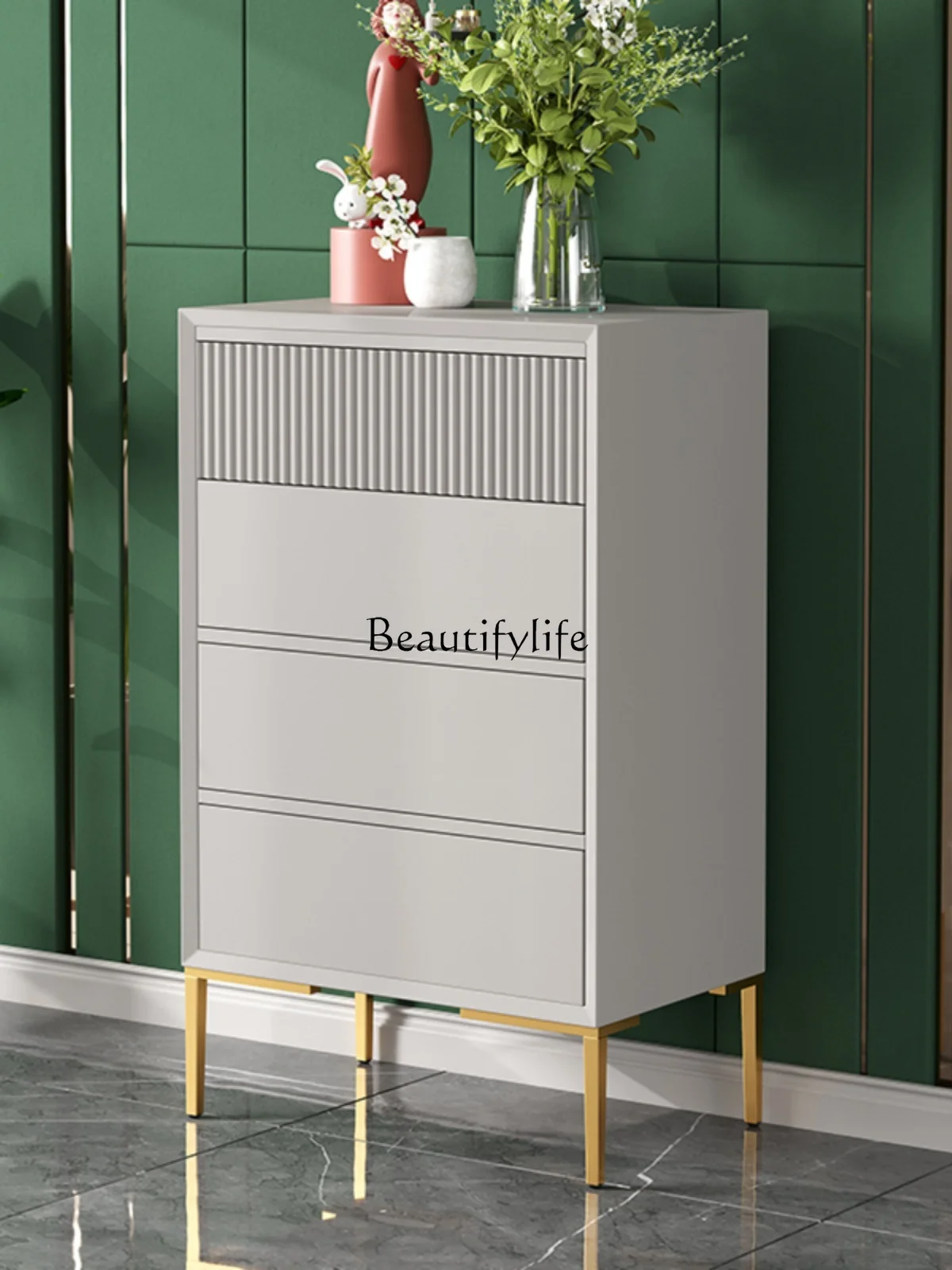

Italian-Style Light Luxury Four-Bucket Entrance Cabinet Drawer Wall-Mounted Household Storage Storage Cabinet