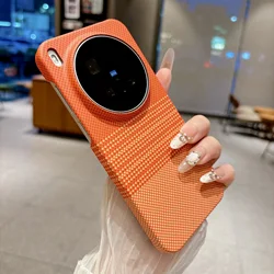 Frameless Carbon Fiber Kevlar Magnetic Case with Wireless Charging Capability - Ultra Slim and Durable Cover for Vivo X300s (Sunset Orange)