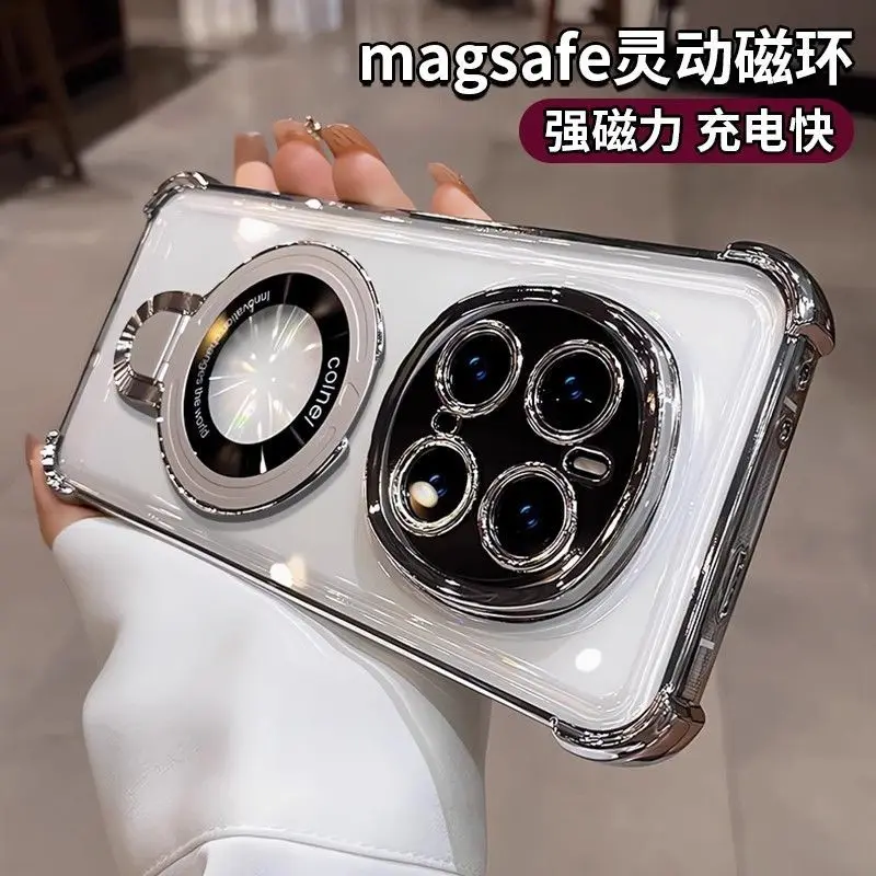 Luxury Electroplating Silicone Transparent Stand Case with Bumper Protection