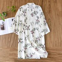 2026 Japanese Spring/Summer Kimono Women's Bathrobe 100% Cotton Crepe Kimono Nightgown Cute Home Robe Bath Robe Robes For Women - Image 3