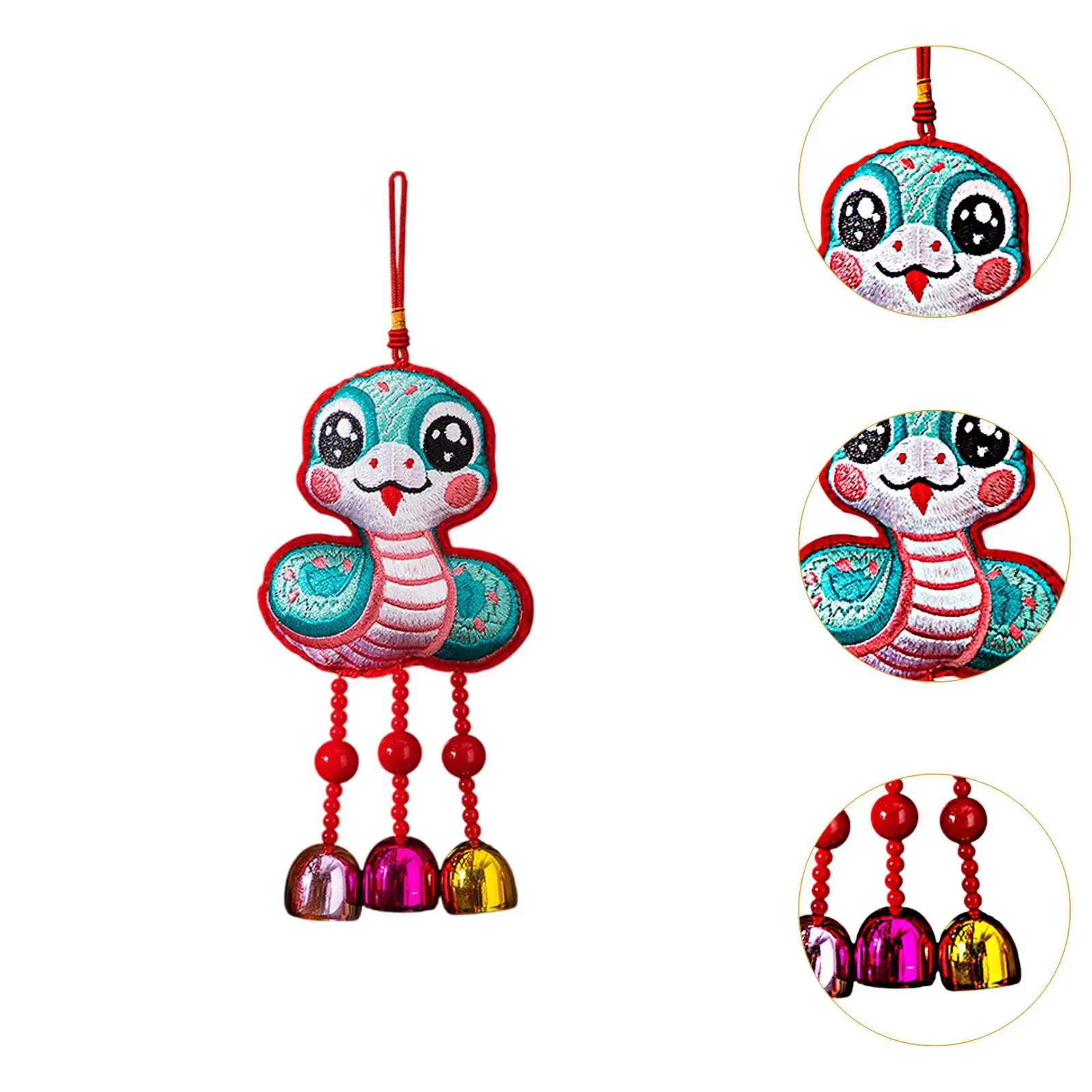 Chinese New Year Bell Pendant Ornament Year of The Snake Decor Luck Charm Hanging Pendant for Decorative Tree Party Window