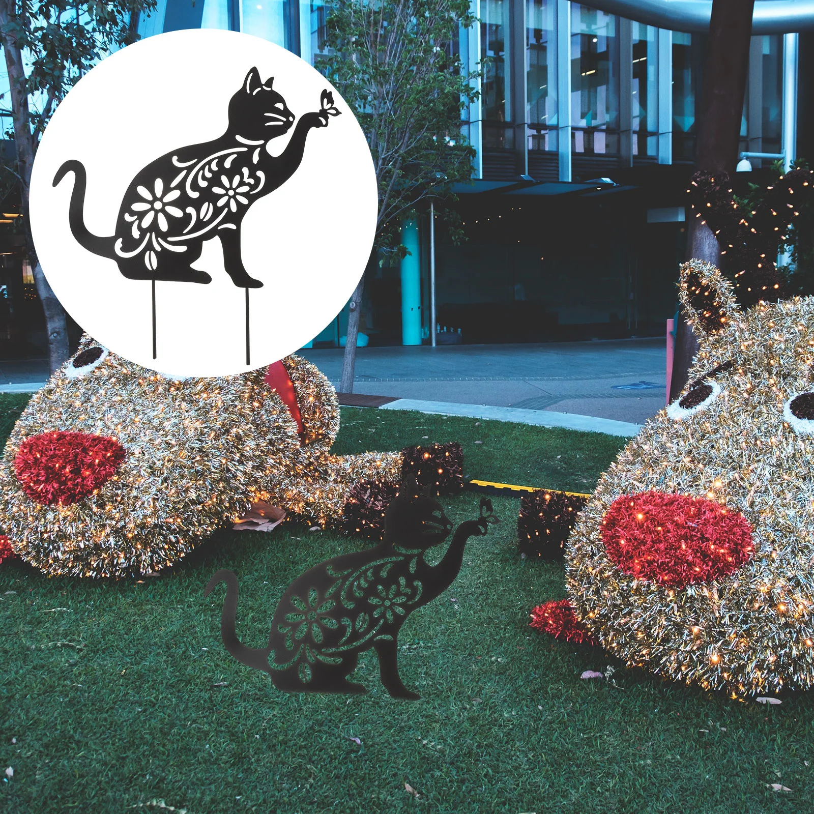 

Iron Cat Shaped Art Garden Stakes Cat Silhouette Stake Party Garden Stake Decor Vintage Lawn Stakes Silhouette Yard Decor
