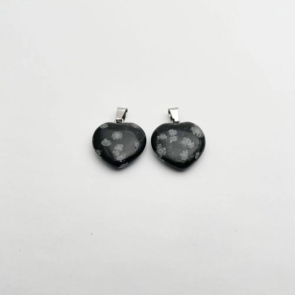 fashion good quality new heart Snowflake Obsidian natural stone Pendant necklace making Jewelry charm pendulum 12pc diy gift 4